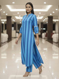 Aqua Blue Vertical Stripe Kurta Set