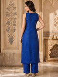 Jaquard V Neck Kurta Set With Dupatta
