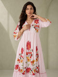 Blush Pink Floral Embroidered Alia Cut Dress
