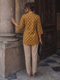 Women's Earthy Brown Block Print Short Kurta