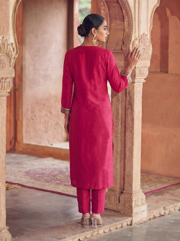 Women's Fuchsia Charm Straight Kurta Set