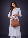Women Blue Striped Shirt Collar Kurta Set