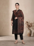 Varanga Women Black Printed Straight Kurta Paired With Solid Bottom And Printed Dupatta