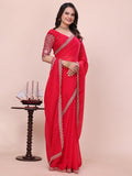 Varanga Embellished Embroidered Poly Chiffon Heavy Work Saree