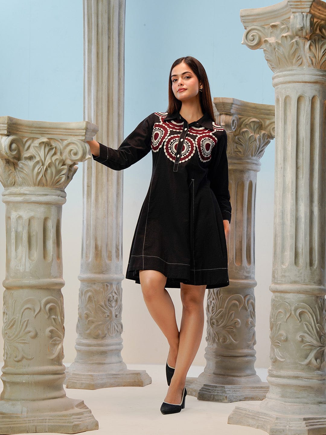 Black Premium Aline Dress Varanga Black Premium Aline Dress Varanga