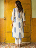 Women's Indigo Bloom Cotton Kurta Set