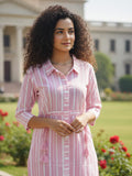 Straight Fit pink Striped cord Set