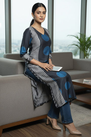 Classic Blue Cotton Kurta for Women