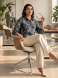 Green Coloured Slim Collar Long Sleeves Abstract Shirt