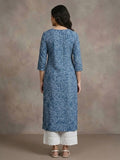 Varanga Women Blue Bandhani Printed Straight Kurta