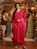 Varanga Women Floral Heavy Thread Embroidered Schffili Hem Kurta With Trouser & Dupatta