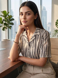 Black Coloured Short Sleeves Shirt Collar Top