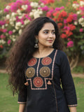 Varanga Black Ethnic Circle Motif pure cotton Kurta