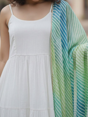 Trendy Lurex kurta Set in Off-White