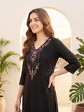 Varanga Women Floral Motif Thread Embroidered Yoke Kurta with Trouser & Dupatta