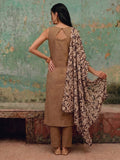 The Roasted Mocha Women's Kurta Set With Sequinned Floral Dupatta