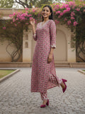 Rose Pink Lace Detail Suit Set