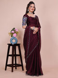 Varanga Sequinned Silk Blend Heavy Work Saree