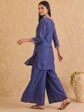Embroidered Kurta Set Paired With A Shimmering Organza Dupatta.