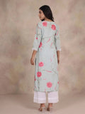 Varanga Women Floral Printed Lace Detail Straight Kurta