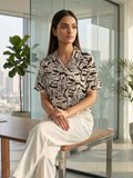 Black Coloured Short Sleeves Shirt Collar Top