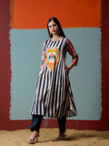 Vibrant Botanical Midnight Kurta