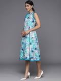 Varanga Women Printed Halter Neck Knee Length Dress With Tassel Details
