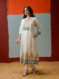 Geometric Border Artisan Kurta with Dupatta