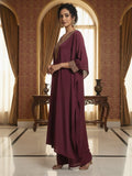 Zari Embroidered Neck Flared Kaftan with Trouser