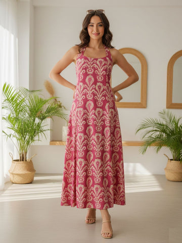 Trendy Cotton A-Line Maxi Dress
