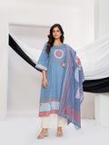Modern Geometric-Border Kurta with Linear Striped Dupatta