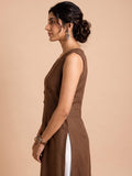 Sleeveless Brown Linen Kurta
