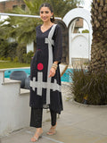Abstract Print Straight Kurta with Trouser
