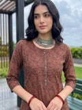 Varanga Women Maroon And Blue Bandez Printed Straight Kurta