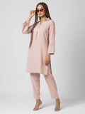 Varanga Women Peach Thread Embroidered Co-Ord Set