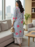 Women Floral Printed Straight Kurta With Lace Detail