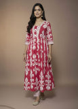 Vibrant Magenta V-Neck kurta Set with dupatta