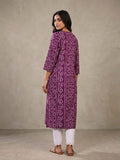 Varanga Women Purple & White Bandhani Printed Kurta