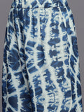 Varanga Women Blue Shibori Printed V-Neck A-Line  Kurta Paired With Tonal Printed Bottom