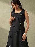 Black Kurta Set With Playful Typography Motif