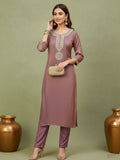 zari embroidered yoke Kurta With pant and Dupatta