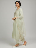 Varanga Women-Thread & Sequin Embroidered Yoke Kurta With Trouser & Scallop Dupatta