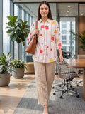 White Coloured Slim Collar Long Sleeves Colourblocked Shirt