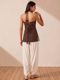 Women Black Sleeveless Short Kurti With Back Dori Detailing