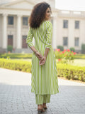 Lime stripes Button-Down Kurta set