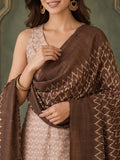 Jaquard V Neck Kurta Set With Dupatta
