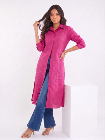 Varanga Pink Collared Long Shirt
