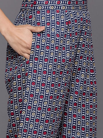 Varanga Women Blue Printed Embroidered Kurta With Bottom And Dupatta