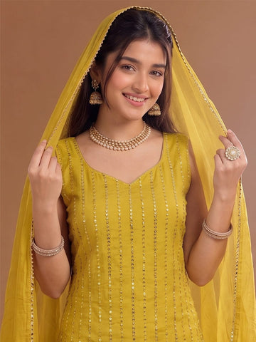 Varanga Embroidered Kurta With Dupatta | Art Silk | Festive