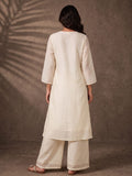 Embroidered A-Line Kurta With Multicolor Floral Motifs.
